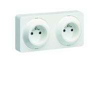 ateha prise de courant double horizontale ou verticale 2P+T complet - HAGER WJC132B