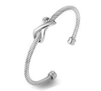 ATEIELLI Bracelet Infini en Acier Inoxydable Bracelet Jonc Ouvert Femme B170 (Argent)