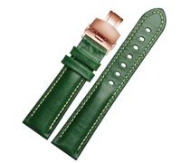 Ateldooly Bracelet de montre en cuir, 18mm, 20mm, 21mm, 22mm, fermoir papillon, Bracelet de montre, Boucle Rose Verte, 20mm