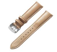 Ateldooly Bracelet en cuir de vachette Grain Litchi 13-22mm, accessoires de bracelet de montre en cuir souple pour hommes et femmes, Beige, 14mm
