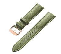 Ateldooly Bracelet en cuir de vachette Grain Litchi 13-22mm, accessoires de bracelet de montre en cuir souple pour hommes et femmes, Rose vert olive, 14mm