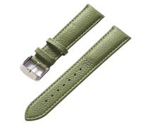 Ateldooly Bracelet en cuir de vachette Grain Litchi 13-22mm, accessoires de bracelet de montre en cuir souple pour hommes et femmes, Olive verte, 15mm