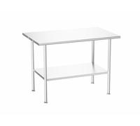 Atelicf Table de préparation entièrement en acier inoxydable, 76,2 x 122,9 cm, avec bords arrondis et étagère réglable, construction robuste pour une utilisation en extérieur, restaurants, hôtels