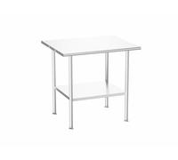 Atelicf Table de préparation entièrement en acier inoxydable, 76,2 x 91,4 cm, avec bords arrondis et étagère réglable, construction robuste pour une utilisation en extérieur, restaurants, hôtels