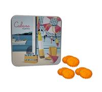 Atelier D® | Boîte métallique au beurre de biscuits assortis | Sablés Beurre Sel | Galettes et Palets Beurre - 200 Gr | Scènes de mer en métal