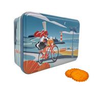 Atelier D® | Boîte métallique de biscuits au beurre assortis | Sablés au Beurre et Sel | Galettes et Palets Pur Beurre - 350 Gr | Phare d'océan de conceptions de bicyclettes en métal d'étain