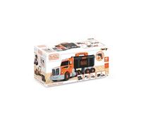 Smoby Camion Bricolo Black+Decker – Grue, Remorque, Accessoires inclus, Poignée – Dès 3 ans