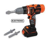 Smoby Perceuse électronique Black+Decker – Embouts interchangeables, 2 vitesses, dès 3 ans