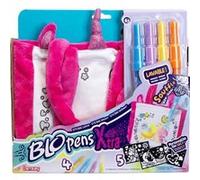 Lansay – Kit Styl'Bag Licorne – 4 feutres à souffler Blopens, 5 pochoirs réutilisables, sac lavable