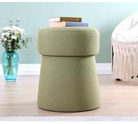 Atelier Del Sofa Élégant Pouf Vert Olive, 50 cm de Hauteur x 40 cm de Profondeur, 50% Coton, 50% Lin, éponge orthopédique de 6 cm, Jambes cachées revêtues de PVC, Design bohème et scandinave