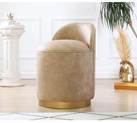 Atelier Del Sofa Luxurious Pouf Camel 100% Cuir Nubuck, Hauteur 50 cm, Profondeur 45 cm, éponge orthopédique 35 DNS, Jambes en Bois, capacité de 160 kg, Design élégant Baroque et bohème