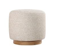 Atelier Del Sofa Pouf Beige avec Jambes en Bois, Hauteur 42 cm, diamètre 45 cm, 50% Coton, 50% Lin, éponge orthopédique de 6 cm, élégant et Confortable pour Les espaces de Vie Modernes