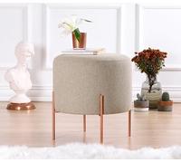 Atelier Del Sofa Pouf bohème avec Jambes en Fer revêtues de cuivre, Hauteur 42 cm, Profondeur 40 cm, 50% Coton et 50% Lin, éponge orthopédique de 5 cm, Couleur café élégante pour hôtels et espaces