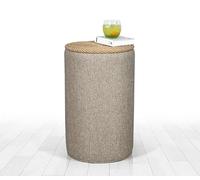 Atelier Del Sofa Pouf bohème, Beige, 52 cm de Hauteur x 31 cm de Profondeur, 50% Coton, 50% Lin, Jambes cachées recouvertes de PVC, Corde de Jute de 14 mm, Design scandinave élégant