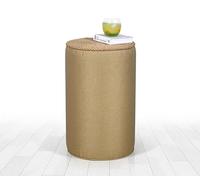 Atelier Del Sofa Pouf bohème, doré, 52 cm de Hauteur x 31 cm de Profondeur, 50% Coton, 50% Lin, Jambes cachées recouvertes de PVC, Corde de Jute de 14 mm, Design scandinave élégant