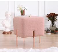 Atelier Del Sofa Pouf bohème, Rose, 40 x 42 x 40 cm, 50% Coton, 50% Lin, Jambes en Fer revêtu de cuivre, élégant et Fonctionnel pour hôtel et Maison