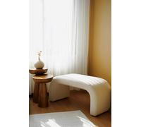 Atelier Del Sofa Pouf élégant, 106 cm de Large, 45 cm de Haut, 46 cm de Profondeur | Tissu Teddy 100% Polyester, Cadre en hêtre | Design élégant Gris et Blanc pour espaces de Vie Modernes