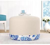 Atelier Del Sofa Pouf élégant, 50% Coton et 50% Lin, Hauteur 39 cm, diamètre 54 cm, éponge orthopédique 35 DNS, épaisseur 6 cm, Parfait pour Les espaces de Vie Modernes