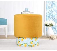 Atelier Del Sofa Pouf élégant, 50% Coton et 50% Lin, Hauteur 46 cm, diamètre 43 cm, éponge orthopédique DNS épaisse de 6 cm, Parfait pour Les Salons et Les Chambres à Coucher Modernes