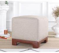 Atelier Del Sofa Pouf élégant, 50 x 50 x 47 cm, 50% Coton et 50% Lin, 35 DNS, épaisseur 6 cm, Jambes en Cuir synthétique, siège Moderne et Confortable