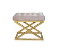 Atelier Del Sofa Pouf élégant avec Cadre en métal, 50 cm de Large, 42 cm de Hauteur, 40 cm de Profondeur | Tissu Polyester Doux pour bébé Face de bébé en Or et crème | Parfait pour Les espaces de Vie