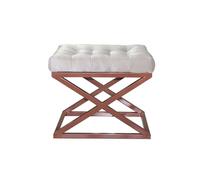 Atelier Del Sofa Pouf élégant avec Cadre en métal, 50 cm x 42 cm x 40 cm - 100% Polyester - Tissu bébé Face - Cuivre et Blanc - Parfait pour Les espaces de Vie Modernes