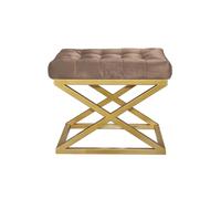 Atelier Del Sofa Pouf élégant avec Cadre en métal, 50 cm x 42 cm x 40 cm, Tissu 100% Polyester, doré et Marron, Parfait pour Les Salons et Les Chambres à Coucher Modernes