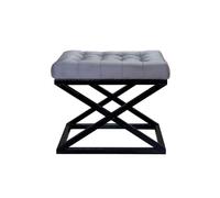 Atelier Del Sofa Pouf élégant avec Cadre en métal - 50 x 42 x 40 cm - Noir et Gris - 100% Polyester - Face bébé - Parfait pour Les Salons Modernes et Les espaces Confortables