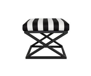 Atelier Del Sofa Pouf élégant avec Cadre en métal, 50 x 42 x 40 cm, Tissu 100% Polyester, Gris avec éléments Noirs et Blancs, Parfait pour Les espaces de Vie Modernes