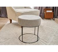 Atelier Del Sofa Pouf élégant avec Cadre en métal, crème et Noir, 40 x 42 x 40 cm, 100% Polyester et Coton, Mousse 32 DNS pour Plus de Confort, Parfait pour Les espaces de Vie Modernes