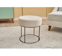 Atelier Del Sofa Pouf élégant avec Cadre en métal, crème et Noir, 40 x 42 x 40 cm, 100% Polyester et Coton, Mousse 32 DNS pour Plus de Confort, Parfait pour Les espaces de Vie Modernes