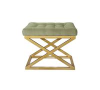 Atelier Del Sofa Pouf élégant avec Cadre en métal, Largeur 50 cm, Hauteur 42 cm, Profondeur 40 cm, 100% Polyester, Design élégant doré et Vert, Parfait pour Les espaces de Vie Modernes