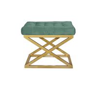 Atelier Del Sofa Pouf élégant avec Cadre en métal, Largeur 50 cm, Hauteur 42 cm, Profondeur 40 cm, 100% Polyester, Design élégant doré et Vert, Parfait pour Les espaces de Vie Modernes