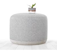 Atelier Del Sofa Pouf élégant, Gris Clair, 41 cm de Hauteur x 51 cm de Profondeur, 100% Lin, éponge orthopédique, Jambes cachées revêtues de PVC, Parfait pour la décoration bohème et scandinave