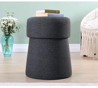 Atelier Del Sofa Pouf élégant Gris foncé, 50 cm de Hauteur x 40 cm de Profondeur - 50% Coton et 50% Lin - Éponge orthopédique de 6 cm - Jambes cachées revêtues de PVC - Design bohème Moderne