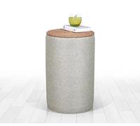 Atelier Del Sofa Pouf Gris élégant, Hauteur 52 cm, Profondeur 31 cm, 50% Coton, 50% Lin, Corde de Jute de 14 mm, Jambes cachées revêtues de PVC, Design bohème et scandinave