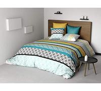 Atelier du Coton - Parure de Lit 3 Pièces 240X220cm Imprimée 57fils Cite d'or 100% Coton (220_x_240_cm)