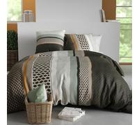 atelier du coton Parure Housse de Couette 2 Personnes 240x260 cm avec 2 Taies d'oreiller Imprimée Gris URBANIK - Oeko-Tex® - 100% Coton