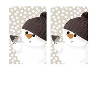 Atelier Lot de 20 mouchoirs individuels Noël bonhomme de neige ravi par les oiseaux. Lot de 2 paquets de 10 mouchoirs en papier blanc et orange, 4 plis, respectueux de l'environnement, pack