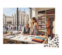 Atelier Mode Architecture Tissu Puzzle, 1000 Pcs Jeu D'intérieur Adulte | 70x50cm Interaction Familiale, Décoration Intérieure, Passe-temps Intellectuel, Papier, Cadeau Réunion