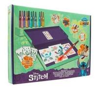 Atelier stylos pulverisateurs stitch - 12 feutres a souffler + 16 pochoirs - spray pens blo aerographe - set kit creatif et carte
