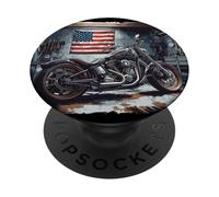Atelier USA avec Moto Patriotique pour Les Amateurs rétro PopSockets PopGrip Adhésif