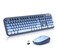 Atelus Ensemble clavier et souris sans fil avec pavé numérique pour machine à écrire - Design ergonomique pour Windows, PC, ordinateur portable, bureau, maison et bureau - Bleu
