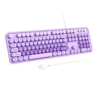 Atelus Grand clavier imprimé filaire USB, clavier pleine taille avec pavé numérique pour PC, ordinateur portable, ordinateur de bureau, Windows 7, 8, 10, 11 (violet coloré)