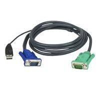 Aten Câble KVM USB 2L-5202U 1,8 m VGA SPHD-15 3-en-1 Noir (HDB-15/USB A, mâle)