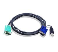 ATEN Câble KVM USB 1,8m avec SPHD 3 en 1 - 1,8 m - VGA - Noir - HDB-15 + USB A - SPHD-15 - Mâle