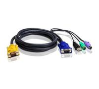 ATEN Câble KVM USB 1,8m PS/2 - 1,8 m - PS/2 - PS/2 - VGA - Noir - HDB-15 - 2 x PS/2 - USB A
