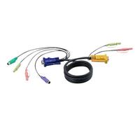 ATEN 2L-5305P - Câble clavier/vidéo/souris/audio - 15 pin D-Sub (DB-15), jack mini (M) pour PS/2, HD-15 (VGA), jack mini (M) - 5 m - pour ATEN CS1732, CS1734; Master View max CS-1754, CS-1758;...