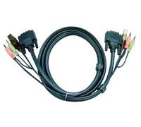 Aten 2L-7D02U Câble KVM DVI-D Single Link, USB, Audio, Noir, 1, 8 m