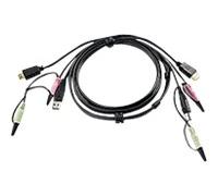 ATEN 2L-7D02UD - Câble vidéo / USB / audio - USB, mini-phone stereo 3.5 mm, DVI-D (M) pour mini-phone stereo 3.5 mm, USB type B, DVI-D (M) - 1.8 m Noir G